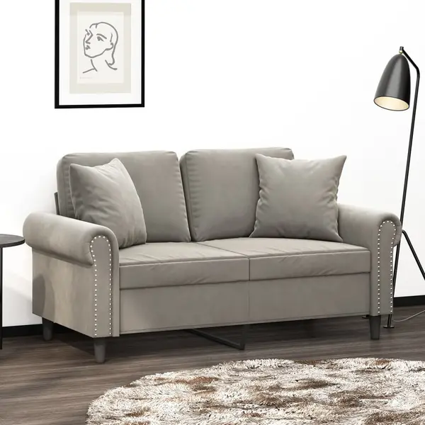 Gossi perne decorative, 2 buc., gri deschis, 40x40 cm, catifea