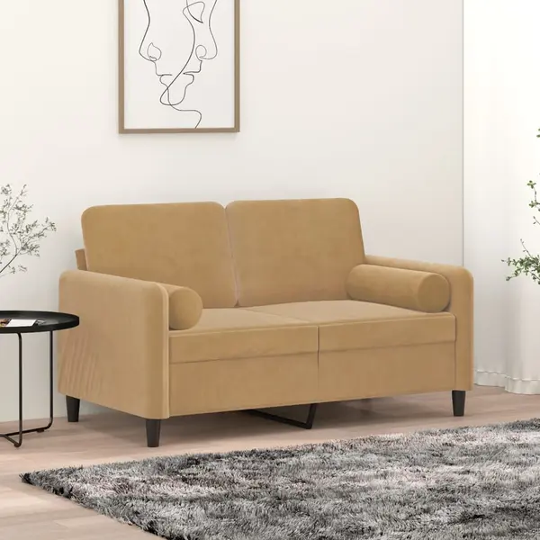 Gossi perne decorative, 2 buc., maro, Ø15x50 cm, catifea