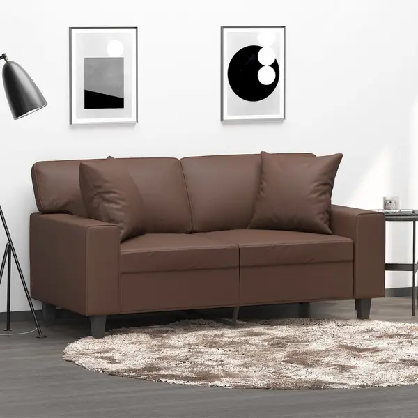 Gossi perne decorative, 2 buc., maro, 40x40 cm, piele ecologica