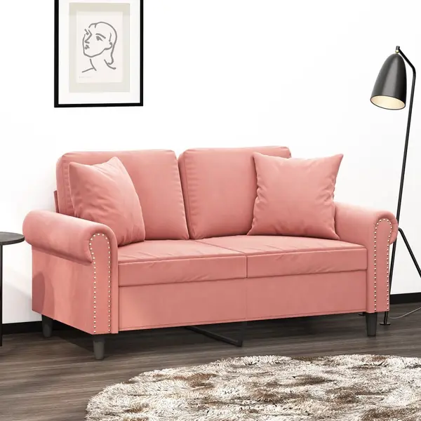 Gossi perne decorative, 2 buc., roz, 40x40 cm, catifea