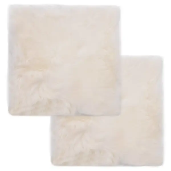 Gossi pernute de scaun, 2 buc, alb, 40x40 cm, piele naturala de oaie