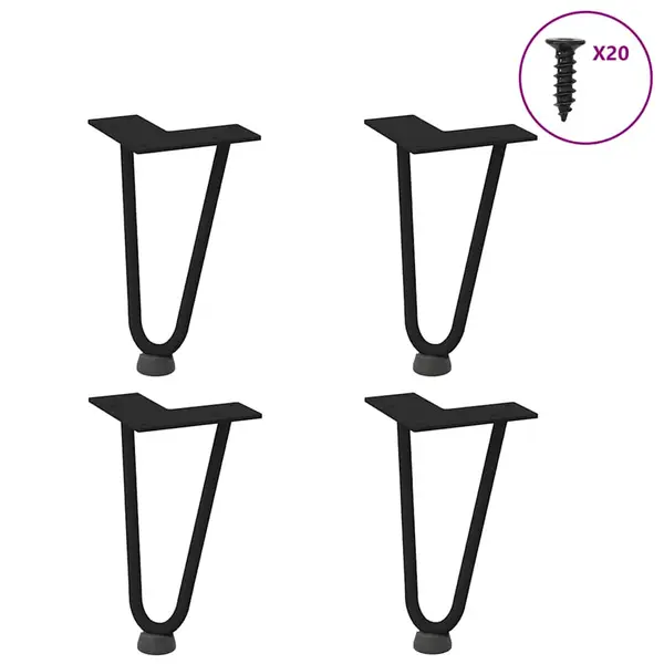 Gossi picioare de masa in ac de par 4 buc negru 20 cm otel masiv
