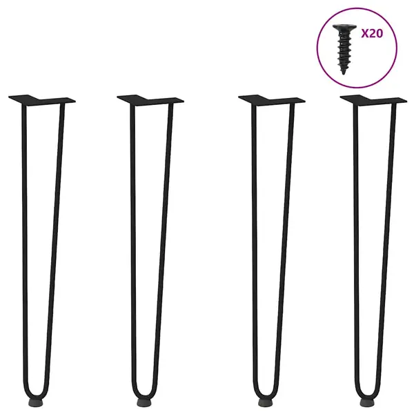 Gossi picioare de masa in ac de par 4 buc negru 72 cm otel masiv