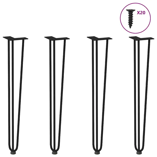 Gossi picioare de masa in ac de par 4 buc negru 72 cm otel masiv
