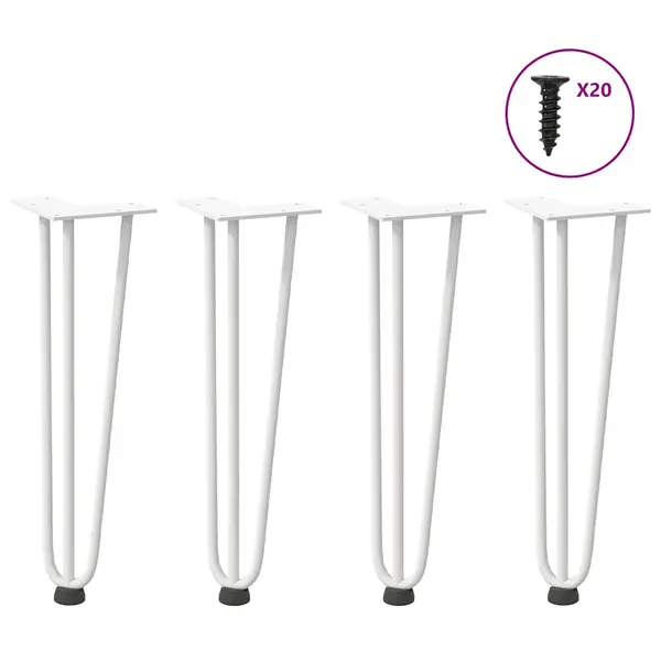 Gossi picioare de masa in ac de par 4 buc otel solid alb 42 cm