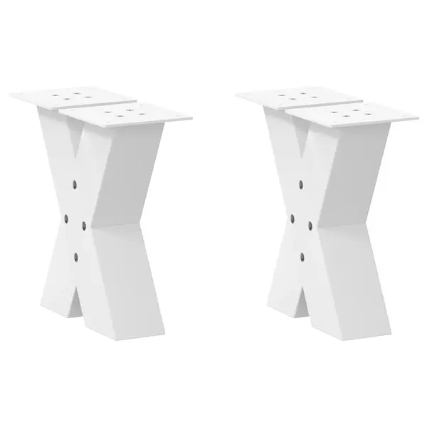 Gossi picioare masuta cafea in forma x 2 buc alb 30x(30-31) cm otel