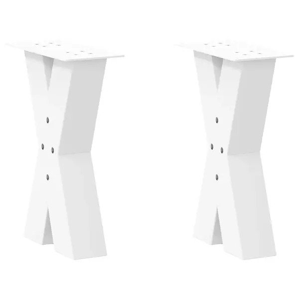 Gossi picioare masuta cafea in forma x 2 buc alb 38x(42-43) cm otel