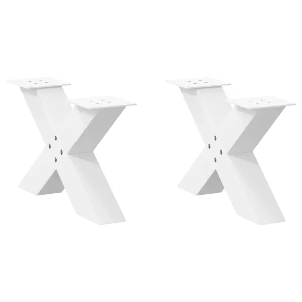 Gossi picioare masuta cafea in forma x 2 buc alb 60x(30-31) cm otel