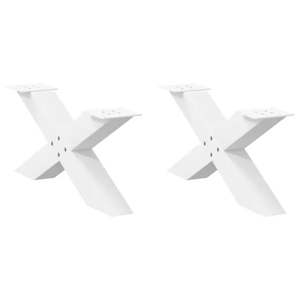 Gossi picioare masuta cafea in forma x 2 buc alb 70x(30-31) cm otel