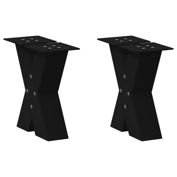 Gossi picioare masuta cafea in forma x 2 buc negru 40x(30-31) cm otel