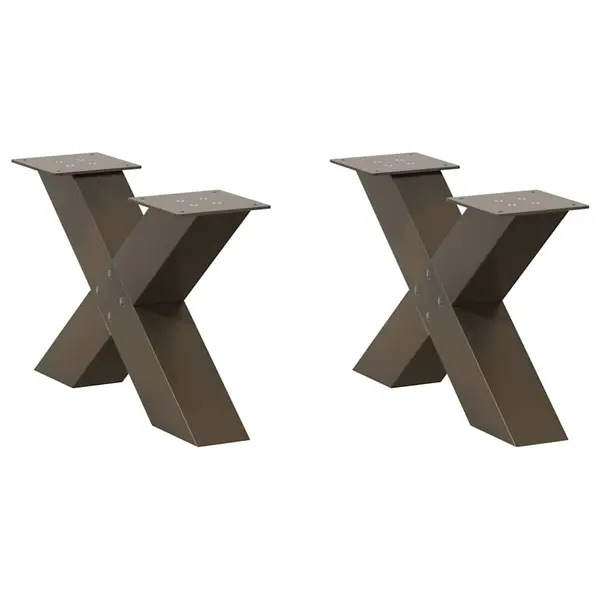 Gossi picioare masuta cafea in forma x 2 buc negru 60x(30-31) cm otel