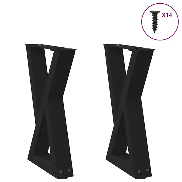 Gossi picioare masuta de cafea 2 buc negru 28x(42-43,3) cm otel