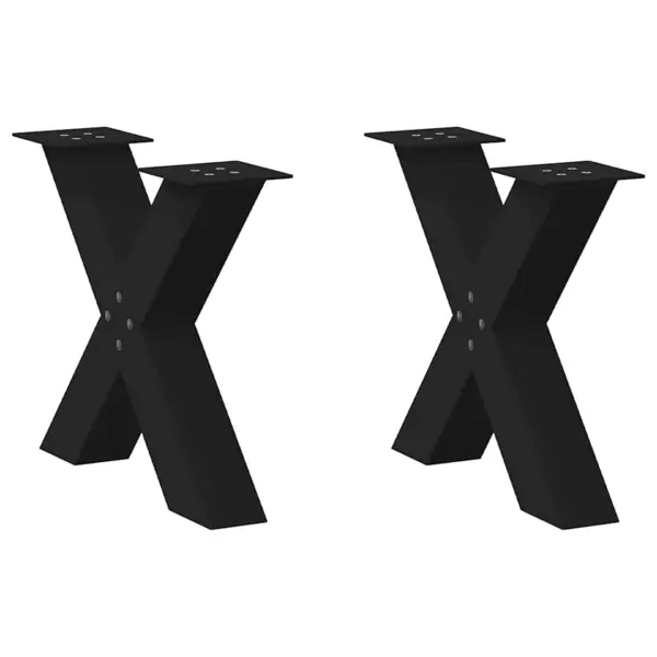 Gossi picioare masuta de cafea in forma de x 2 buc negru otel