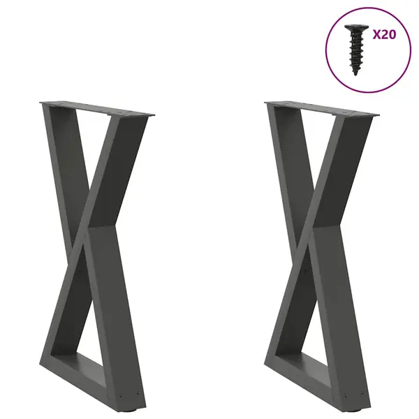 Gossi picioare pentru masa 2 buc antracit 50x(72-73,3) cm otel