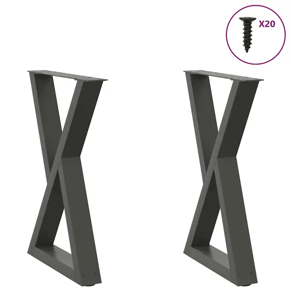Gossi picioare pentru masa 2 buc antracit 60x(72-73,3) cm otel