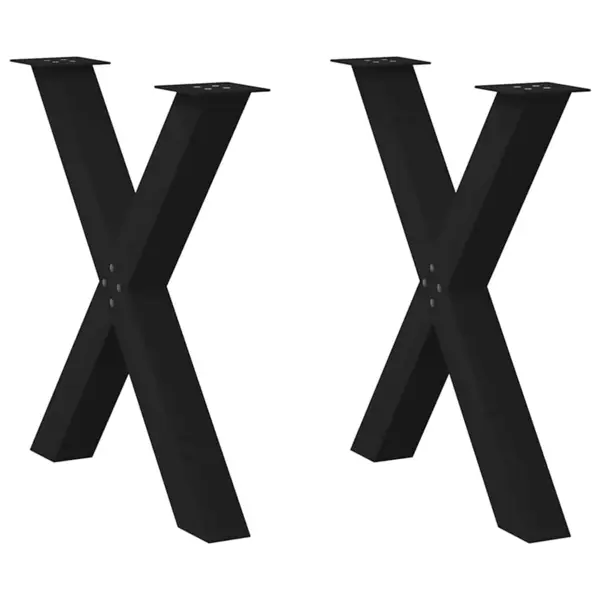 Gossi picioare pentru masa in forma de x 2 buc negru otel