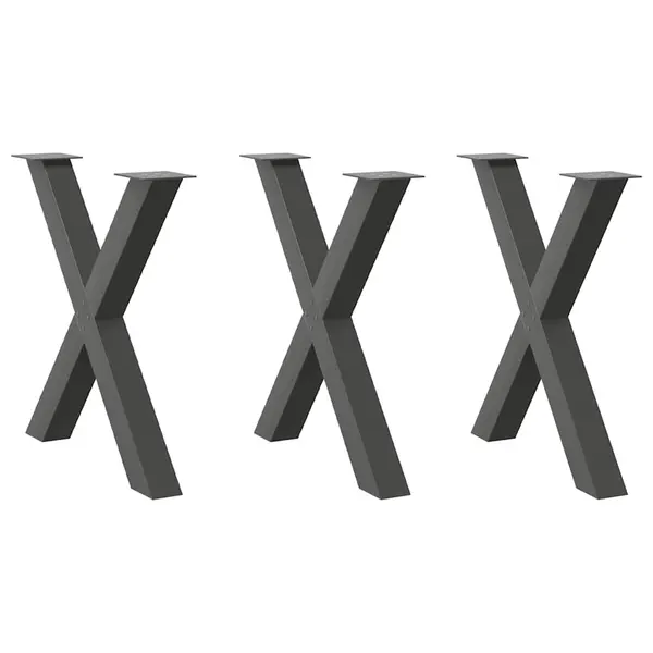 Gossi picioare pentru masa in forma de x 3 buc antracit otel