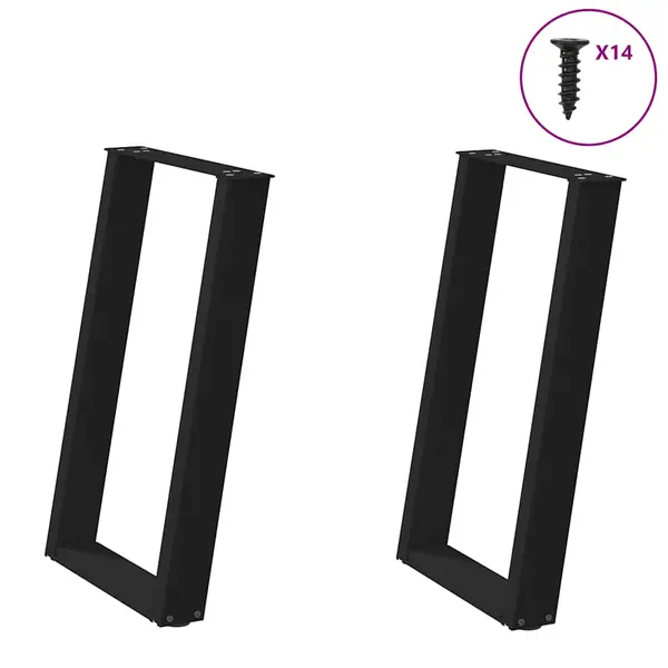 Gossi picioare pentru masa in forma u 2 buc negru 60x(72-73) cm otel