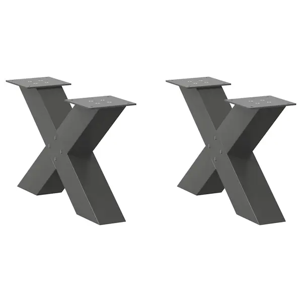 Gossi picioare pentru masuta cafea in forma de x 2 buc antracit otel