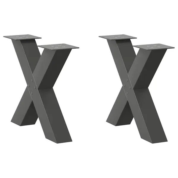Gossi picioare pentru masuta cafea in forma de x 2 buc antracit otel