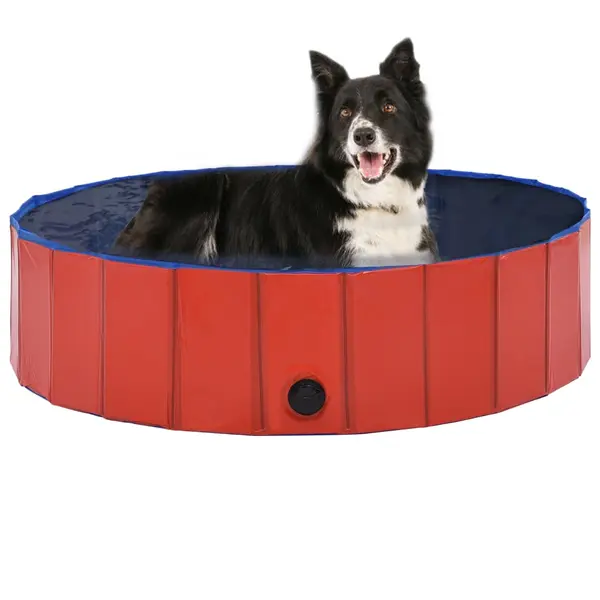 Gossi piscina pentru caini pliabila, rosu, 120 x 30 cm, pvc