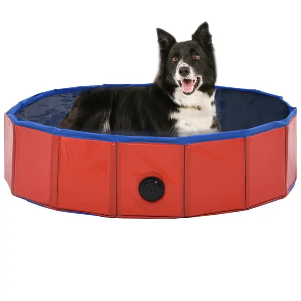 Gossi piscina pentru caini pliabila, rosu, 80 x 20 cm, pvc