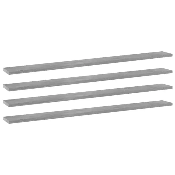 Gossi placi biblioteca, 4 buc., gri beton, 100 x 10 x 1,5 cm, pal