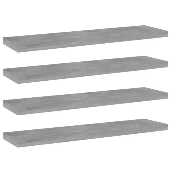 Gossi placi biblioteca, gri beton, 4 buc, 40 x 10 x 1,5 cm, pal