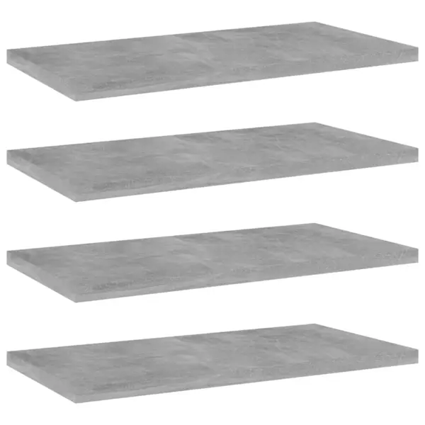 Gossi placi biblioteca, gri beton, 4 buc, 40 x 20 x 1,5 cm, pal
