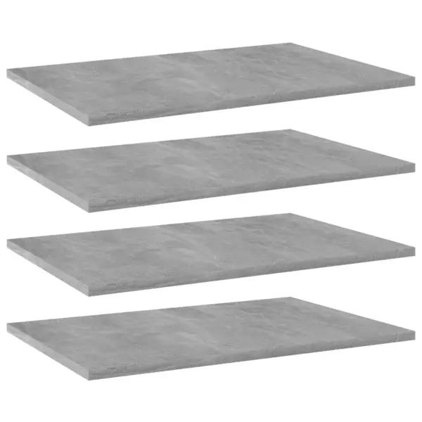 Gossi placi biblioteca, gri beton, 4 buc, 60 x 40 x 1,5 cm, pal
