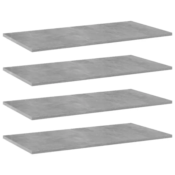 Gossi placi biblioteca, gri beton, 4 buc, 80 x 40 x 1,5 cm, pal