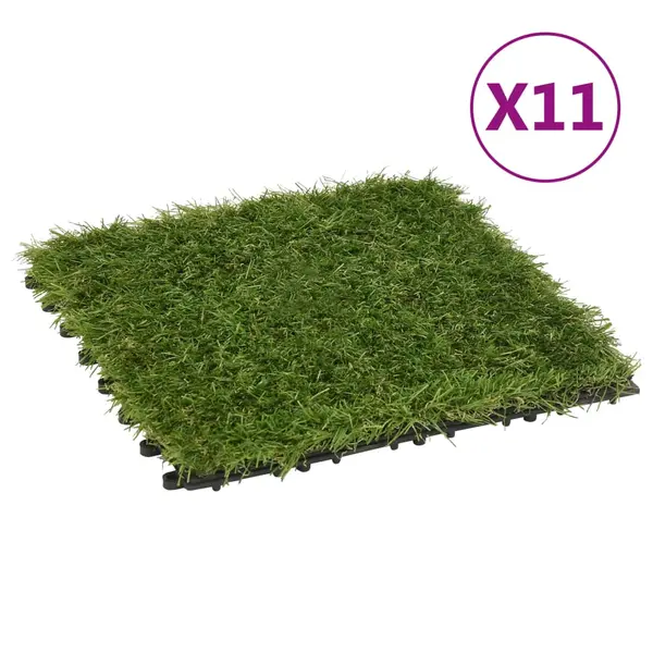 Gossi placi de iarba artificiala, 11 buc, verde, 30x30 cm
