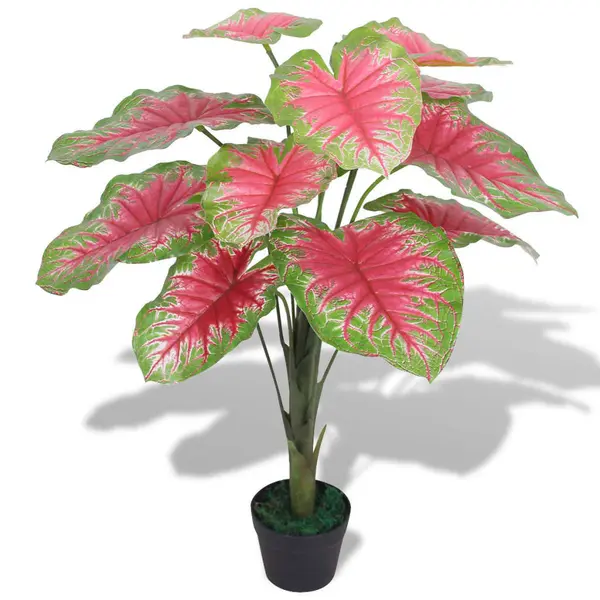 Gossi planta artificiala caladium cu ghiveci, 85 cm, verde si rosu