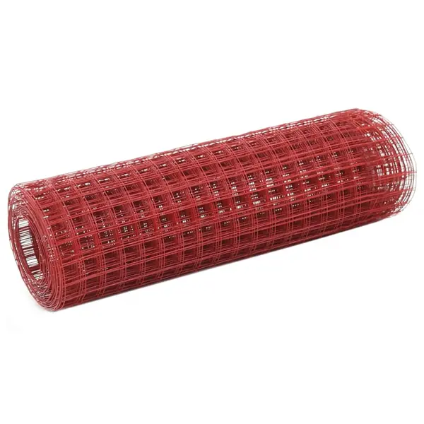 Gossi plasa de sarma gaini, rosu, 10 x 0,5 m, otel cu invelis pvc