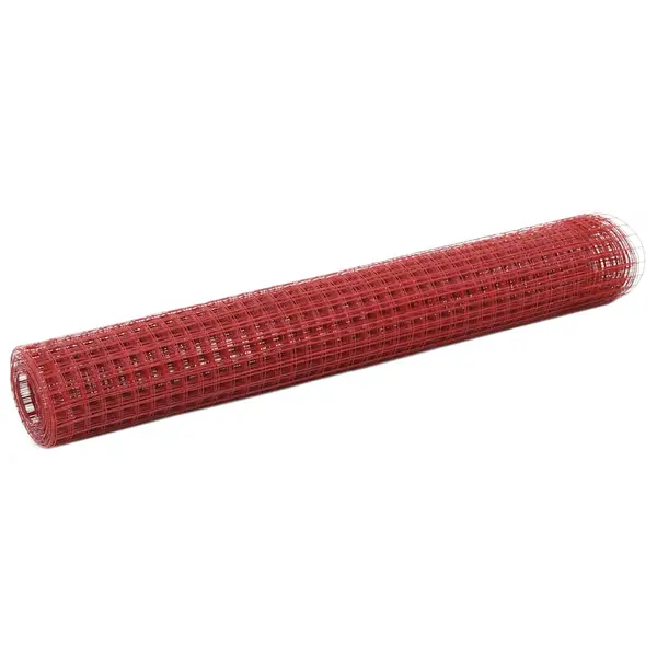 Gossi plasa de sarma gaini, rosu, 25 x 1 m, otel cu invelis pvc