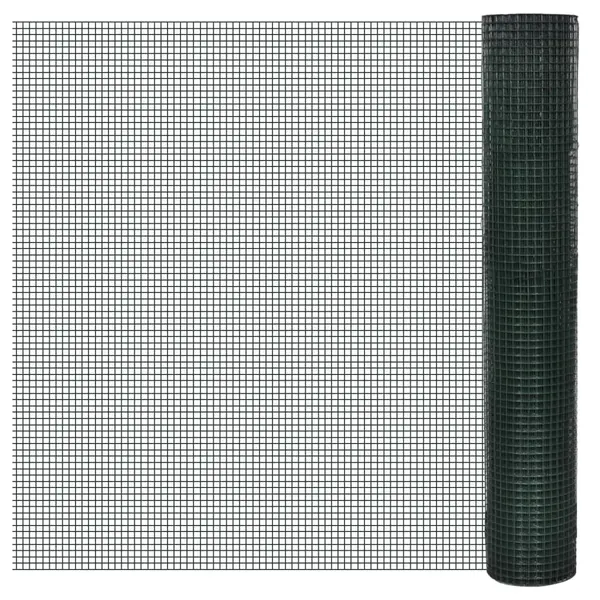 Gossi plasa de sarma gaini, verde, 25 x 1 m, otel galvanizat cu pvc