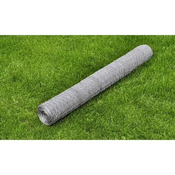 Gossi plasa de sarma pentru gaini, argintiu, 25 x1 m, otel galvanizat