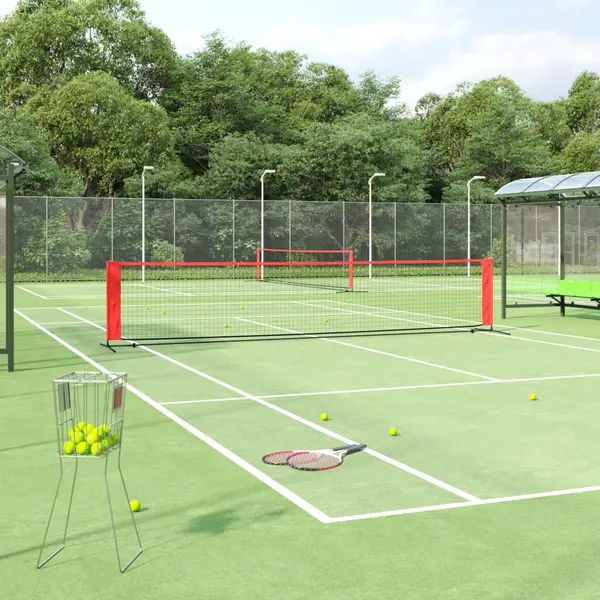 Gossi plasa de tenis, negru si rosu, 500x100x87 cm, poliester