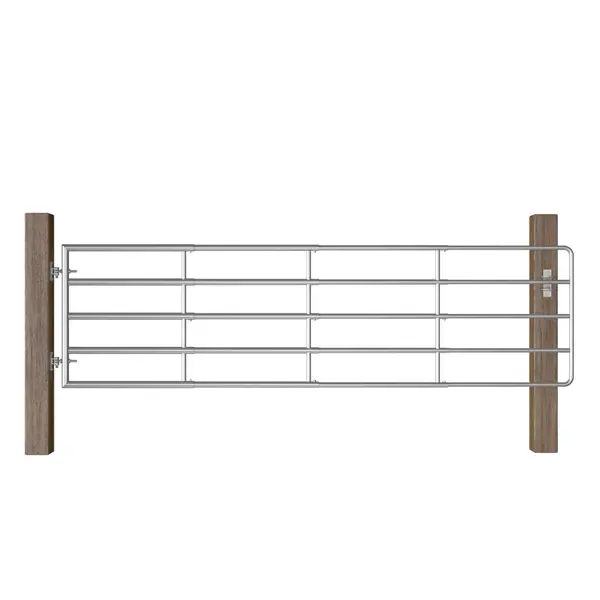 Gossi poarta de camp cu 5 bare, argintiu, (115-300) x 90 cm, otel