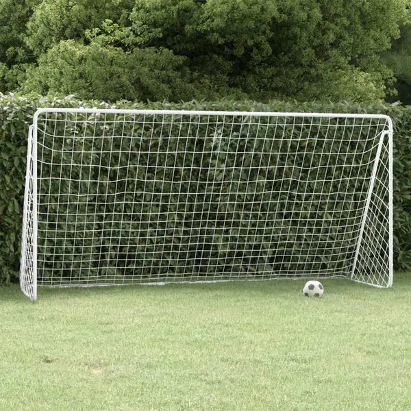 Gossi poarta de fotbal cu plasa, alb, 366x122x182 cm, otel