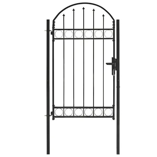 Gossi poarta de gard cu arcada, negru, 100 x 175 cm, otel