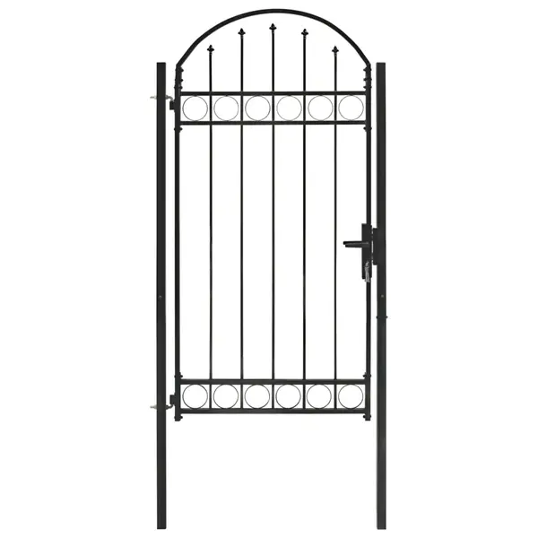 Gossi poarta de gard cu arcada, negru, 100 x 250 cm, otel