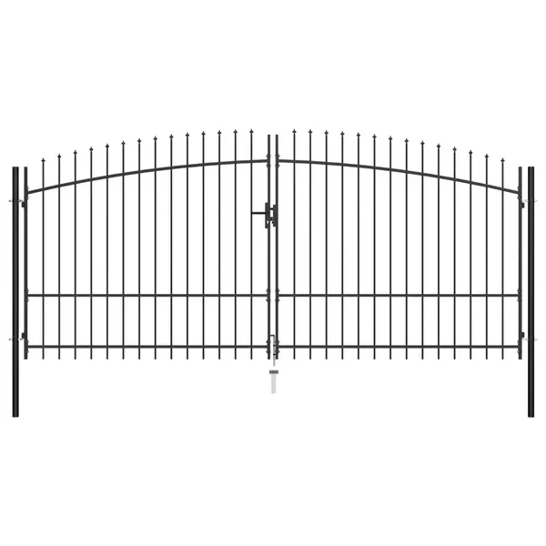 Gossi poarta de gard cu doua usi, cu varfuri de sulita, 400 x 225 cm