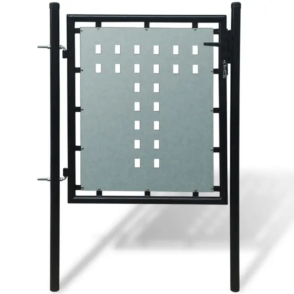 Gossi poarta de gard cu o usa, negru, 100x125 cm