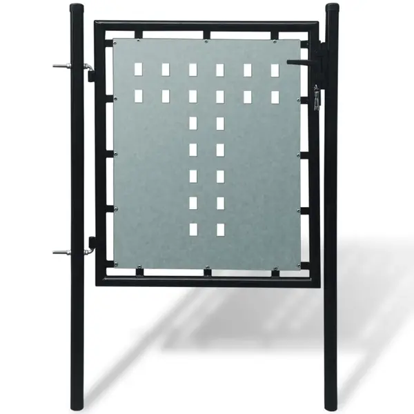 Gossi poarta de gard cu o usa, negru, 100x150 cm