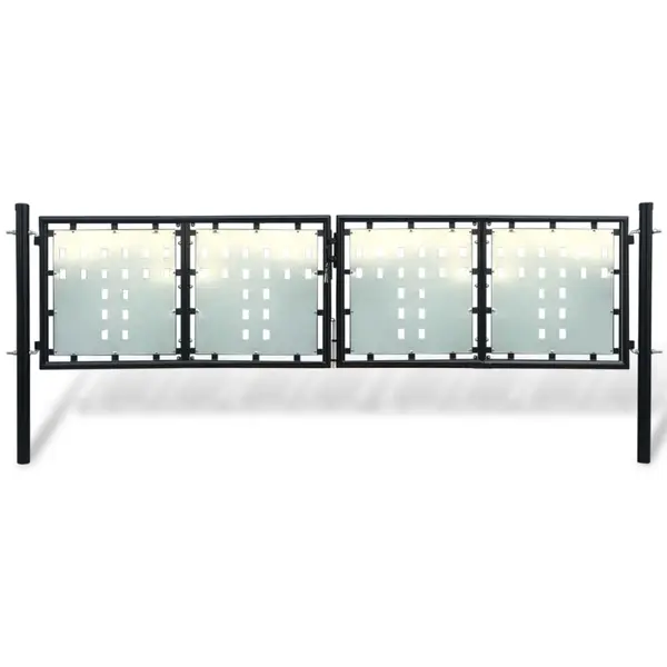 Gossi poarta de gard cu o usa, negru, 300x150 cm