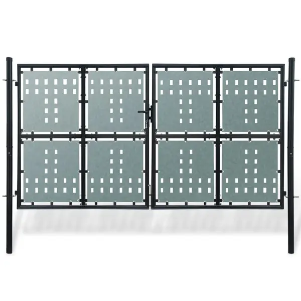Gossi poarta de gard cu o usa, negru, 300x200 cm