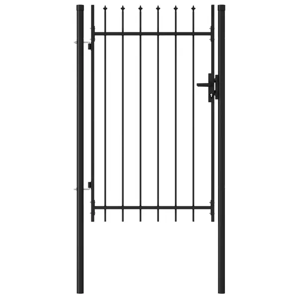 Gossi poarta de gard cu o usa, varf ascutit, negru, 1 x 1,5 m, otel