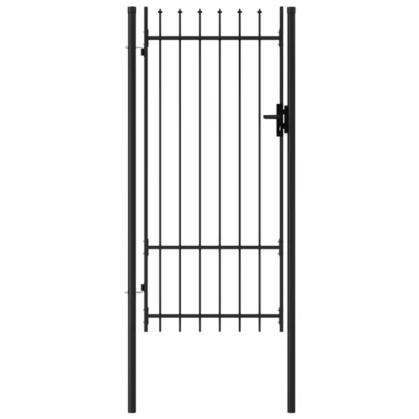 Gossi poarta de gard cu o usa, varf ascutit, negru, 1 x 2 m, otel