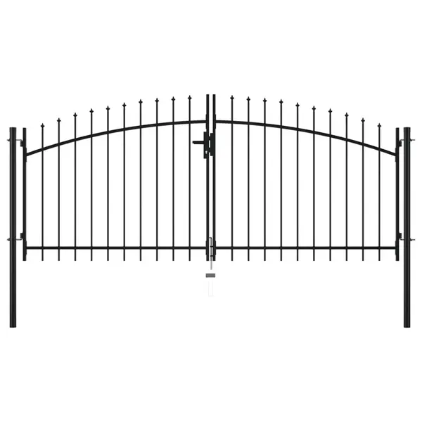 Gossi poarta de gard cu usi duble, cu varfuri de sulita, 300 x 150 cm